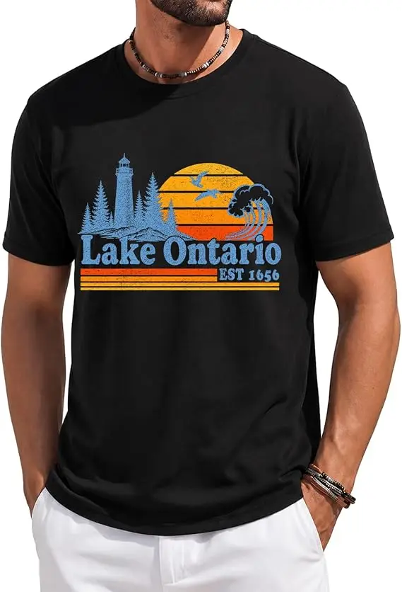 Ontariosee T-Shirt „Always Lake Ontario and The Gulf of Mexico“ Shirt Klassische 70er 80er Retro-Ästhetik Kleidung für Frauen Männer T-Shirts – Detail 27