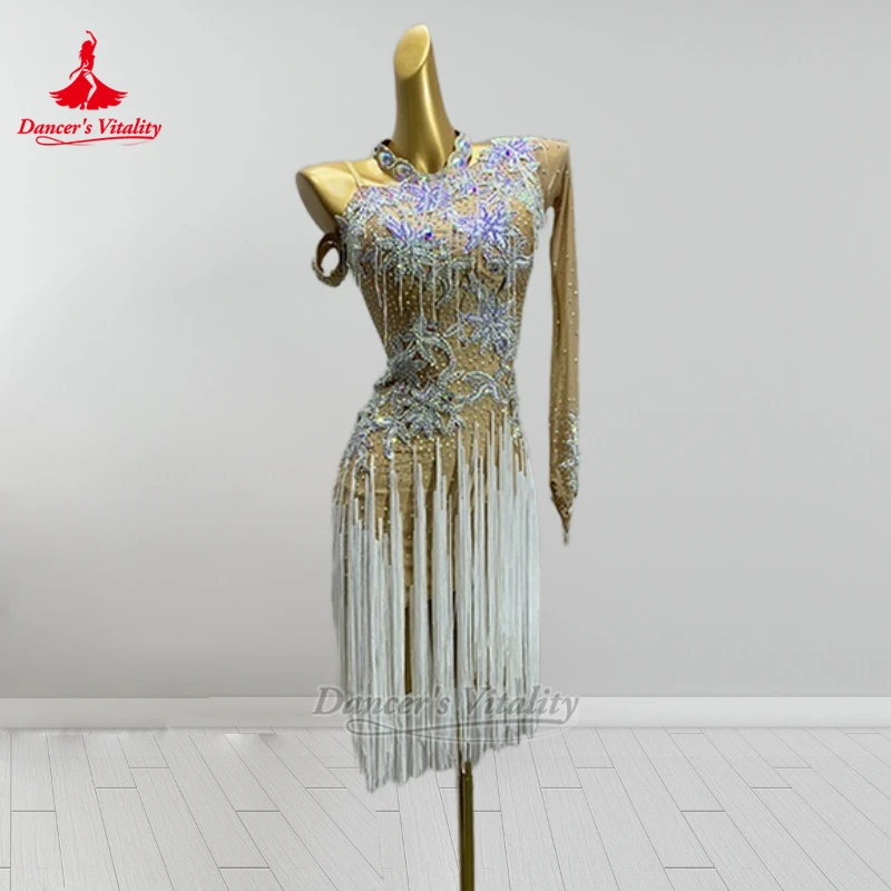 Latin Dance Graded Examination Performance&Competition Tassels Dress Custom Adult Blackpool Dance Festival Professional Clothing