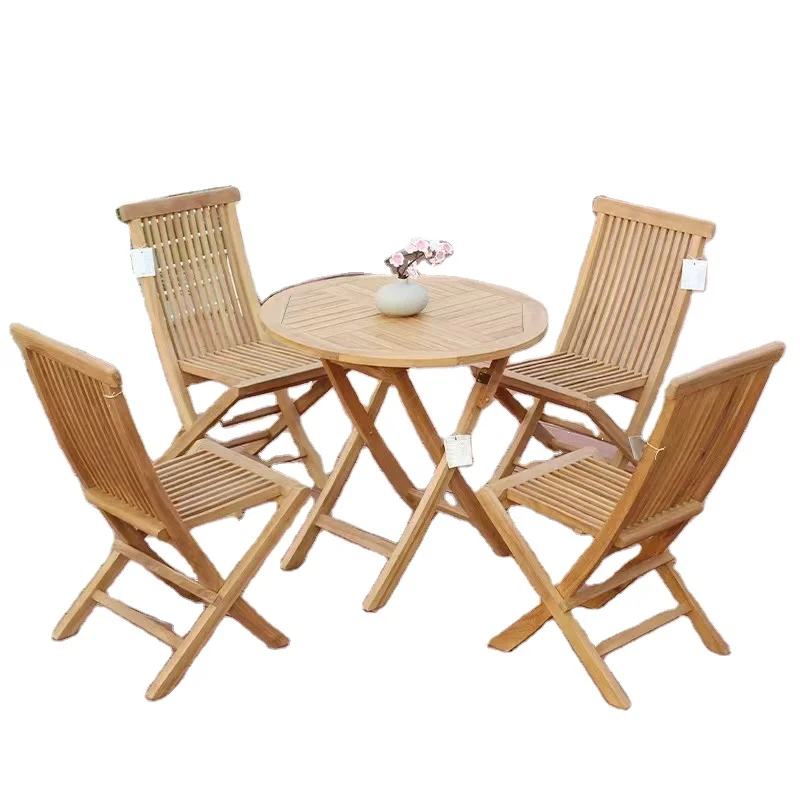 Factory Customized Solid Wood Folding Table And Chair Set Patio Solid Wood Folding Coffee Table And Chair Set