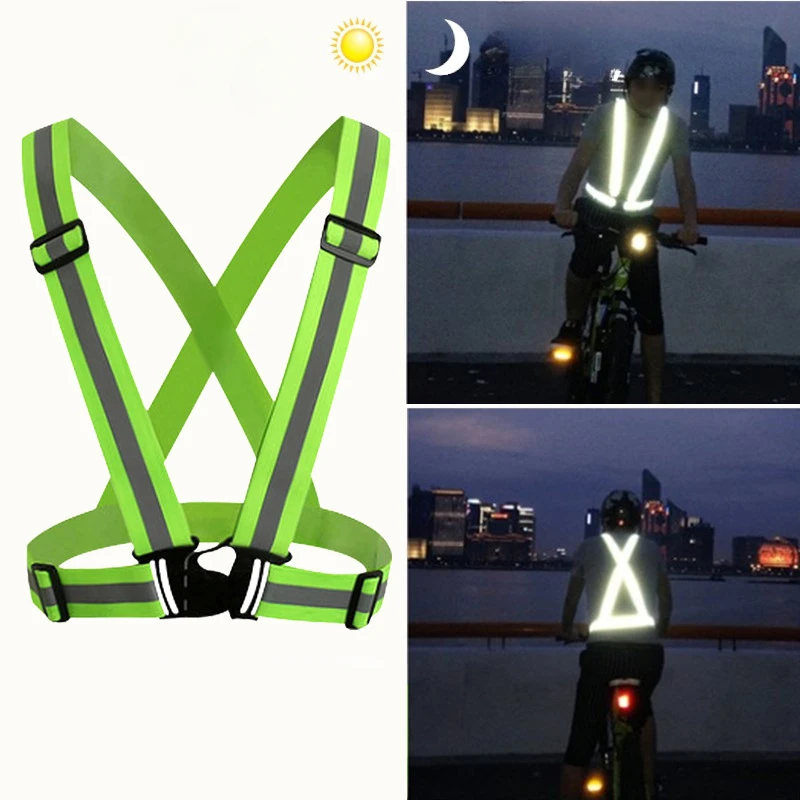 4X1.5CM Outdoor Supplies Reflective Elastic Vest Night Running Cycling Reflective-Cloth Adjustable Safety-Vest Riding Equipment