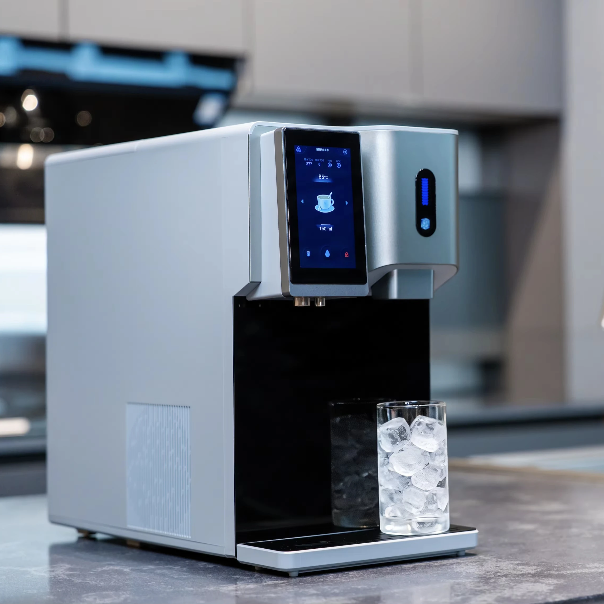 High-Efficiency Electric Countertop RO Water Dispenser Instant Hot Cold Built-In Ice Maker Large Screen Home Office & Hotel Use