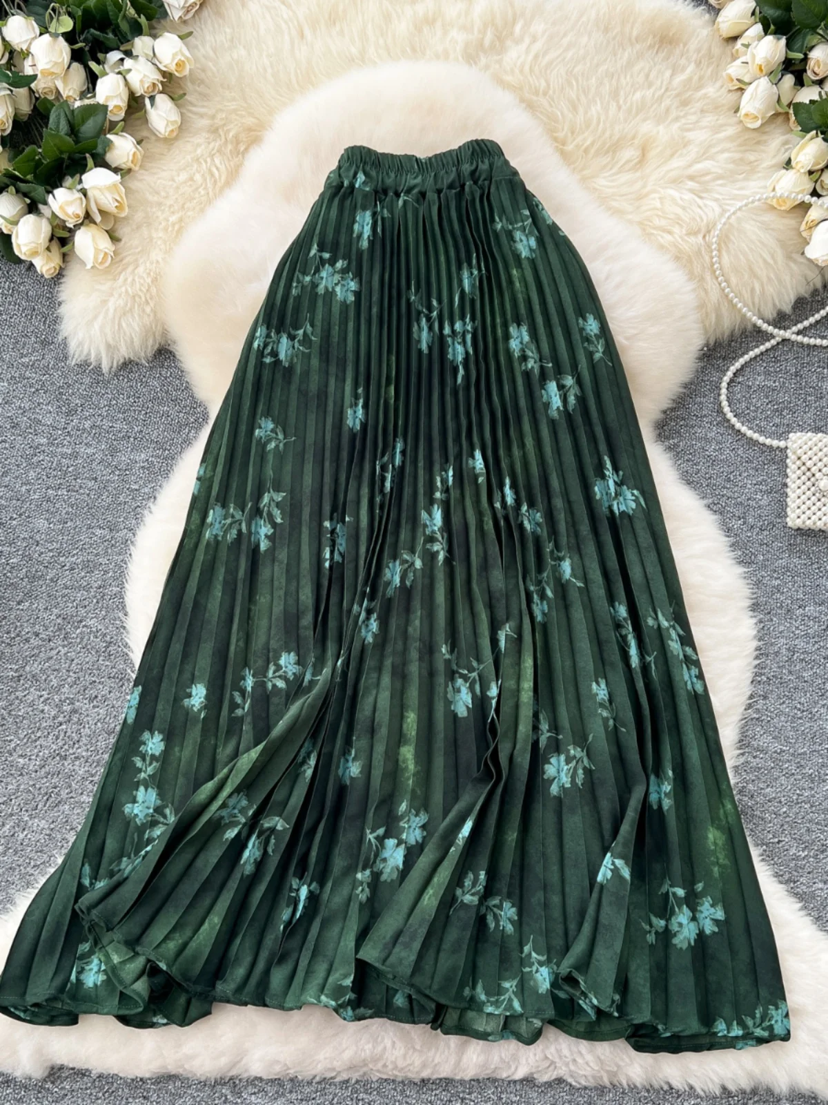 

Retro Print High Waist A-Line Skirt Women's Autumn Winter New Sle Slimming Midi Skirt Korean Sle Commute Skirt
