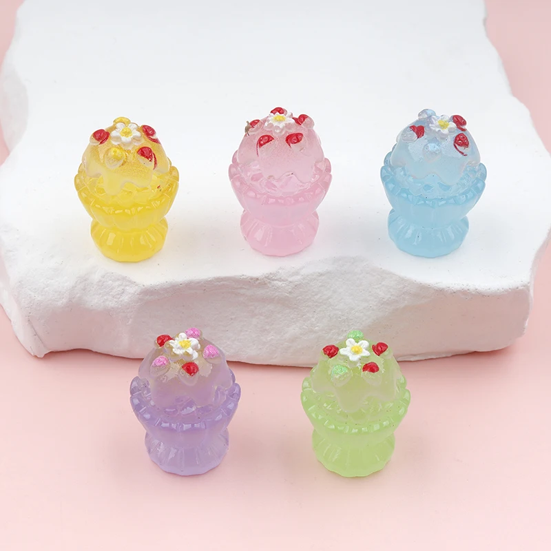 10/100Pcs Miniatures 3D Sand Ice Transparency Resin Cabochon Dollhouse Ornament Jewelry Keychain DIY Pendant Decor Accessories