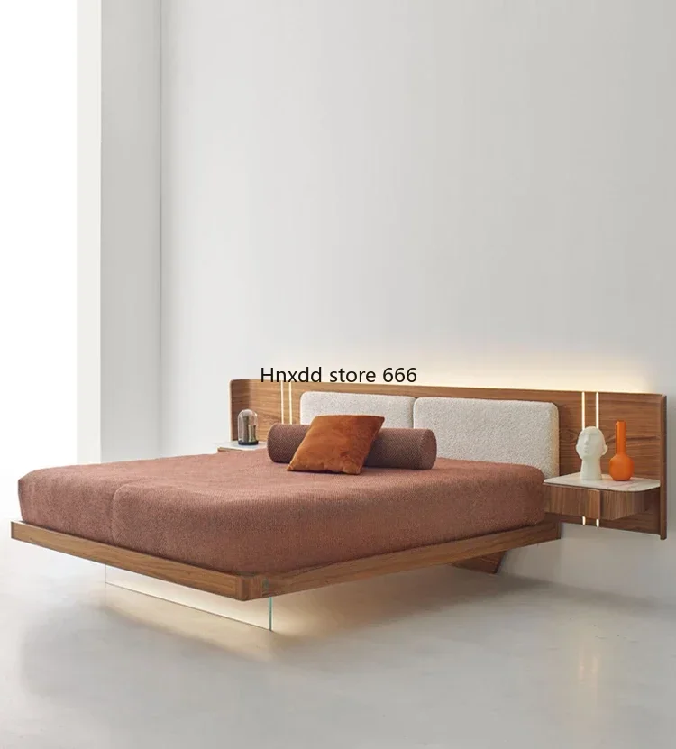 Black walnut solid wood suspended backrest bed