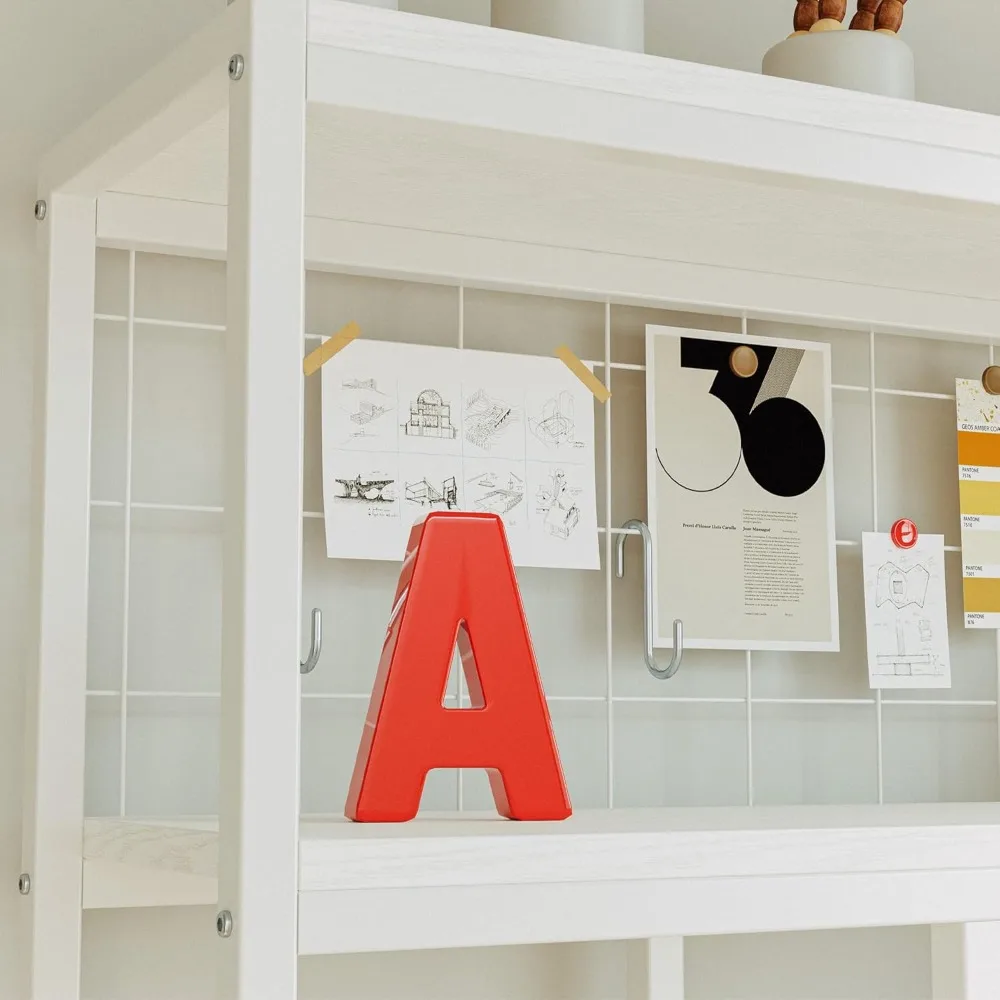 خزانة كتب معدنية من 6 طبقات على الطراز الصناعي مع تصميم هندسي للتخزين والعرض المفتوح #4