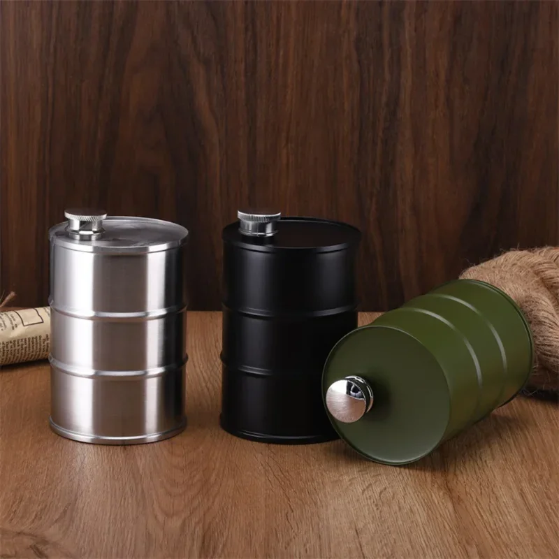 

750Ml Cylindrical Wine Barrel Portable Outdoor Niche Sports Water Bottle 304 Stainless Steel Personalized Camping Wine Pot ﻿