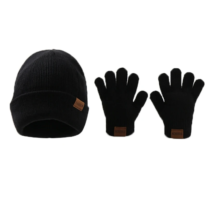 Warm Knit Hat and Matching Gloves Set for Children Aged 6 Months to 3 Years Unisex Pullover Hat Mitts Winter Accessory