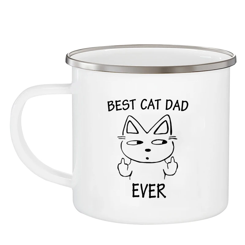 Best cat dad ever mug 11oz Travel Coffee Mug 350ml Enamel Milk Mug Cup cat lover father Birthday Gift Mug