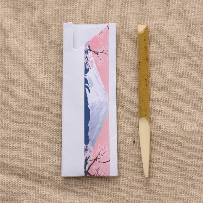 

50pcs Japanese wagashi work wooden black writing wagashi fruit knife stick