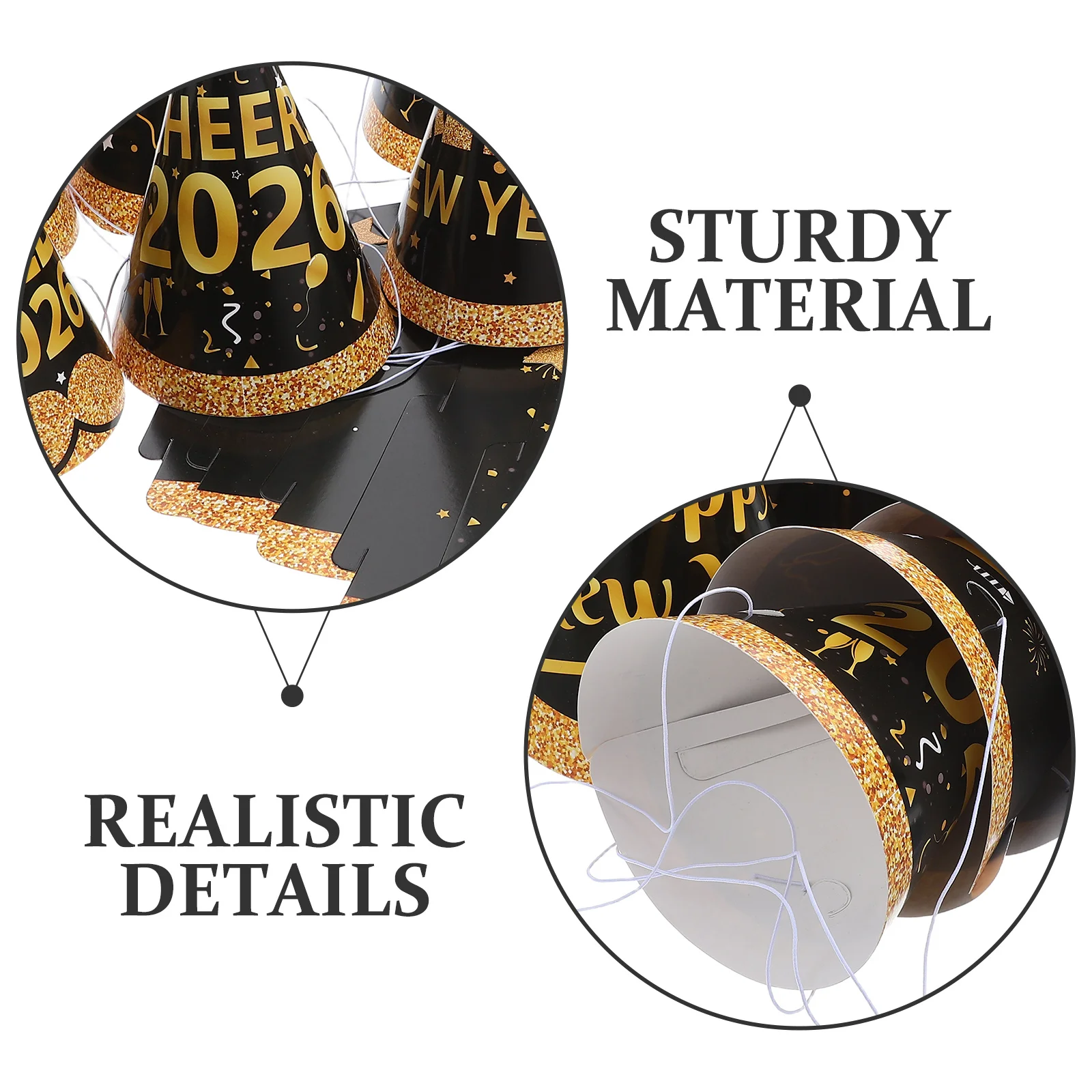 24 قطعة قبعات ورقية لحفلات رأس السنة الجديدة 2026 أغطية رأس مخروطية احتفالية للرجال والنساء والأطفال خفيفة الوزن قابلة للطي للاحتفال بالحفلات