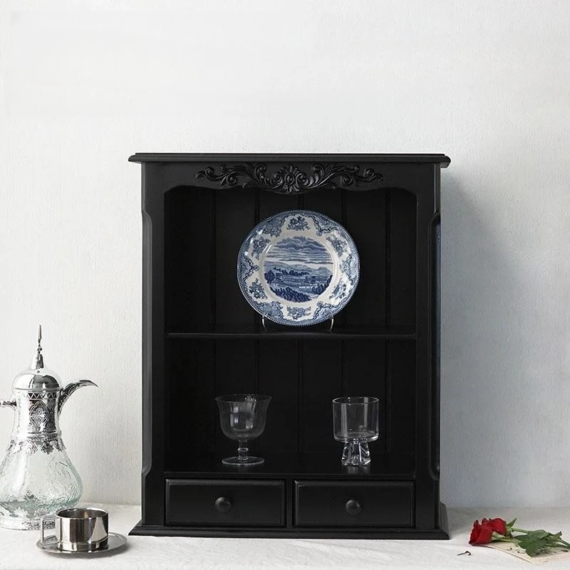 

‌French Carved Display Cabinet, Open Shelf Storage Unit, Collector's Glass Curio Cabinet, Vintage Home Decor Solid Wood Showcase