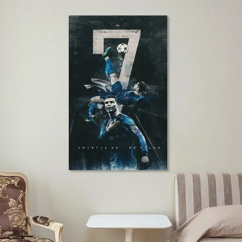 ملصقات كرة القدم غير المؤطرة كريستيانو رونالدو ملصق ملهم ملصق اللوحة الزخرفية قماش جدار الفن غرفة المعيشة
