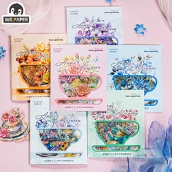 Mr. Paper Vintage Flower Sticker Pack 3D Stamping Handbook Material Stickers Aesthetic Art Supplies Stationery 20pcs/pack