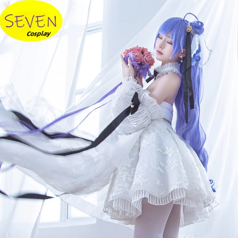 USS San Diego Cosplay Costume Azur Lane Cos Dream White Wedding Dress Up Girl Vows Flower Wedding SEVEN Cosplay Store