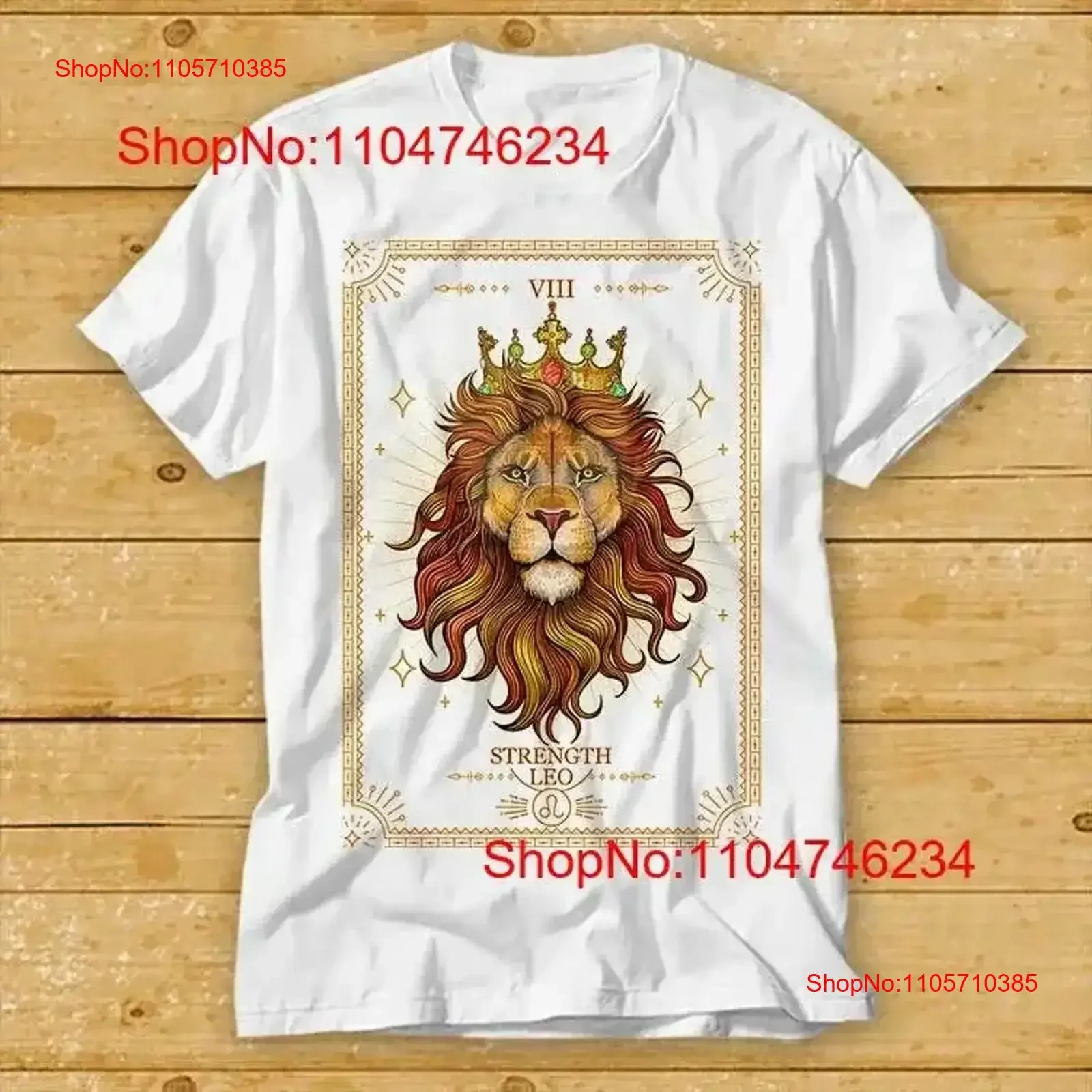 Zodiac Leo Lion Tarot Card VIII Strength Funny T Shirt 1965 vintage Washed designer clothes Versatile homme Breathable Stylish