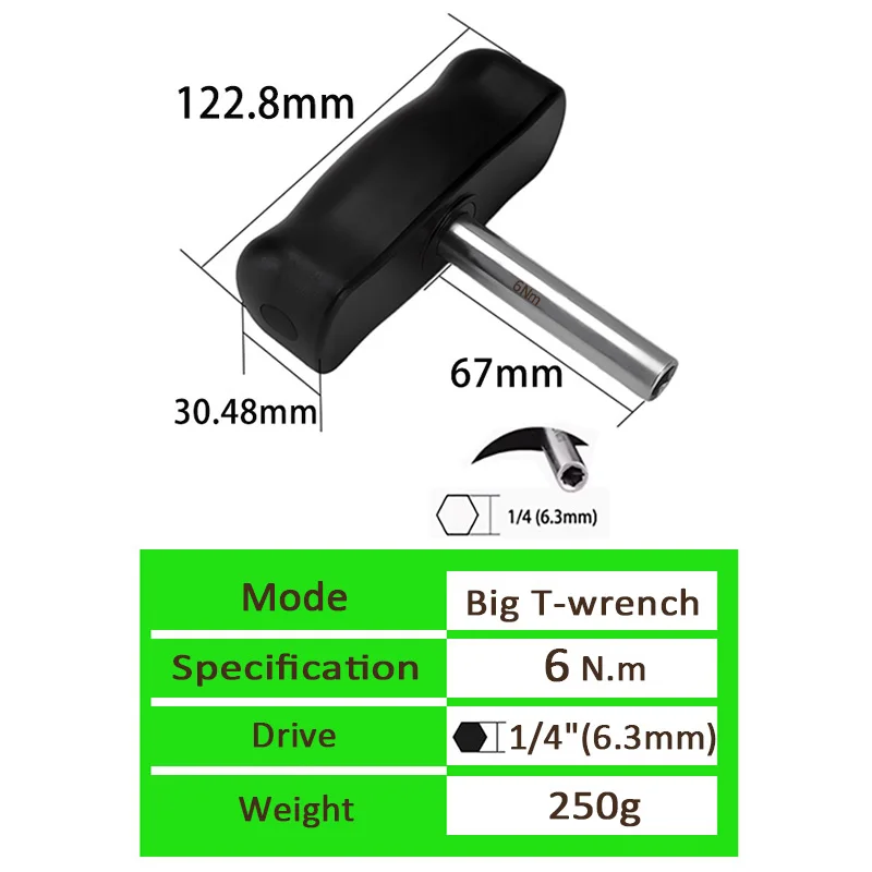 1.6-8Nm T-Handle Preset Torque Wrench Screwdriver Tool Fit Standard 1/4