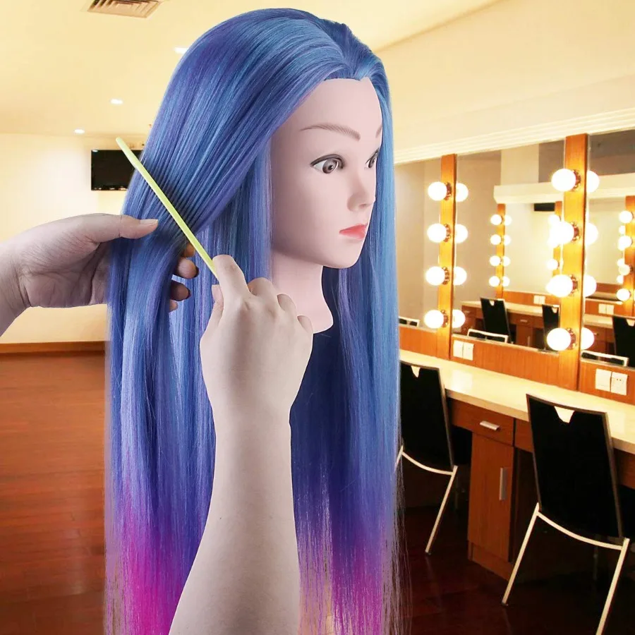 29 رأس عارضة أزياء مع 100 ألياف صناعية لتدريب مستحضرات التجميل: رأس ممارسة تصفيف الشعر الواقعي والتضفير مع Cla