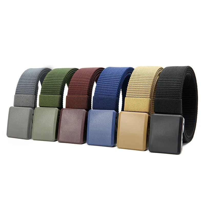 Stylish Simple Versatile Men's Canvas Belt with Plastic Buckle - Student Daily Casual Military Training Smooth Buckle Belt