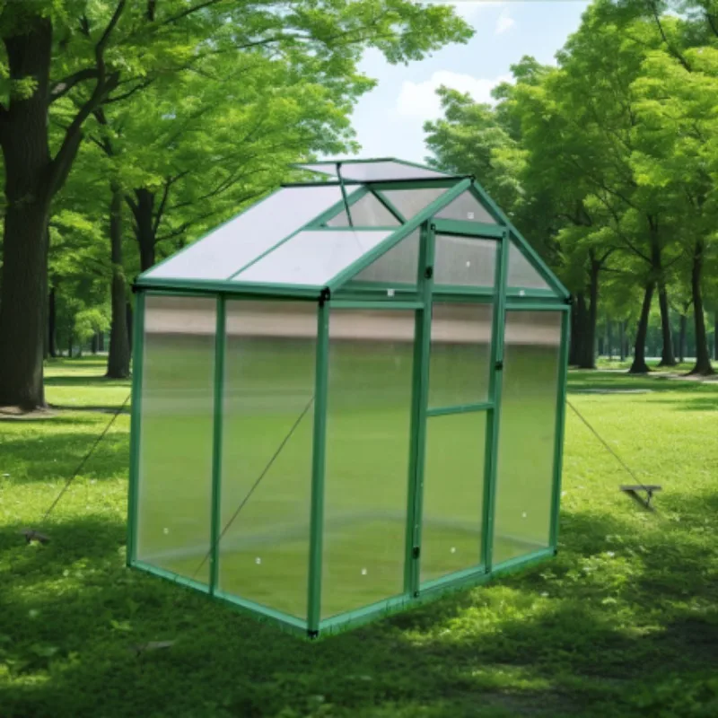 

Newly Marketed Gain Height Windproofaluminum Greenhouse 6x4 FT Polycarbonate Greenhouse Raised Base