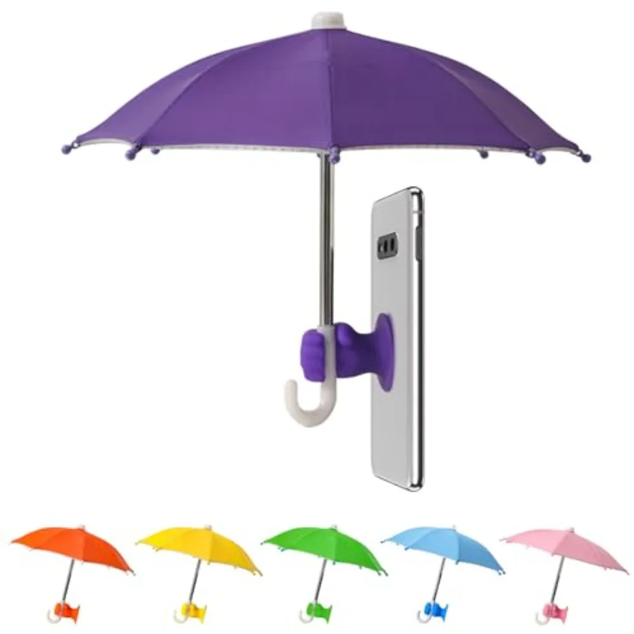 

Phone Umbrella Stand, Sun Shade Mini Umbrella for Cell Phone with Adjustable Fist Style Suction Cup, Universal Anti-Glare Sun V