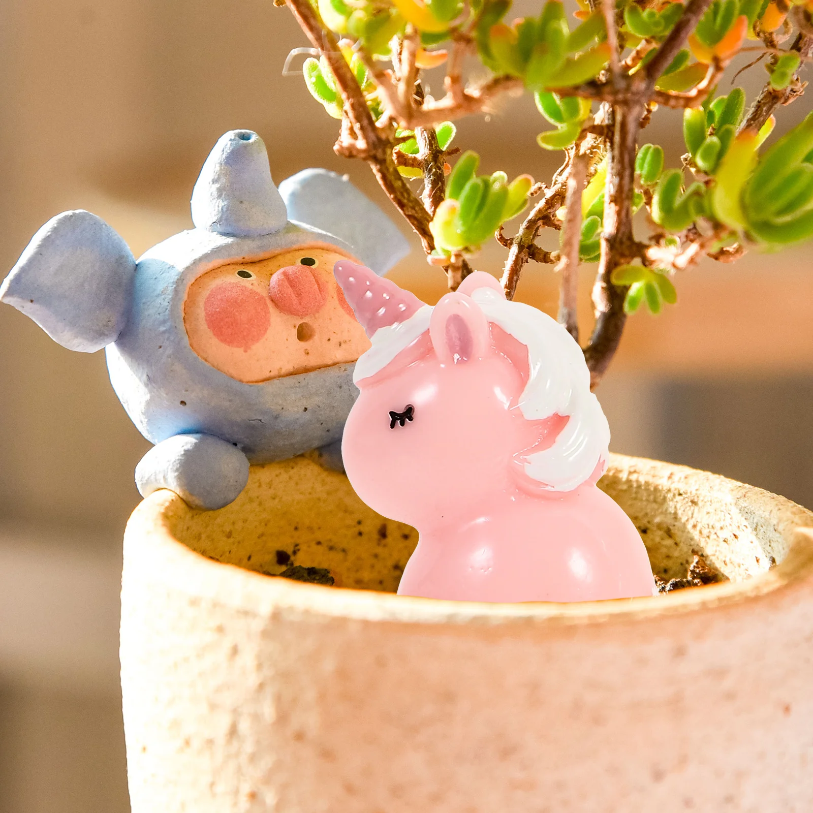 

4 Pcs Unicorn Ornaments Mini Resin Figure Unicorns Cute Animal Sculpture Miniature Figurines Accessories