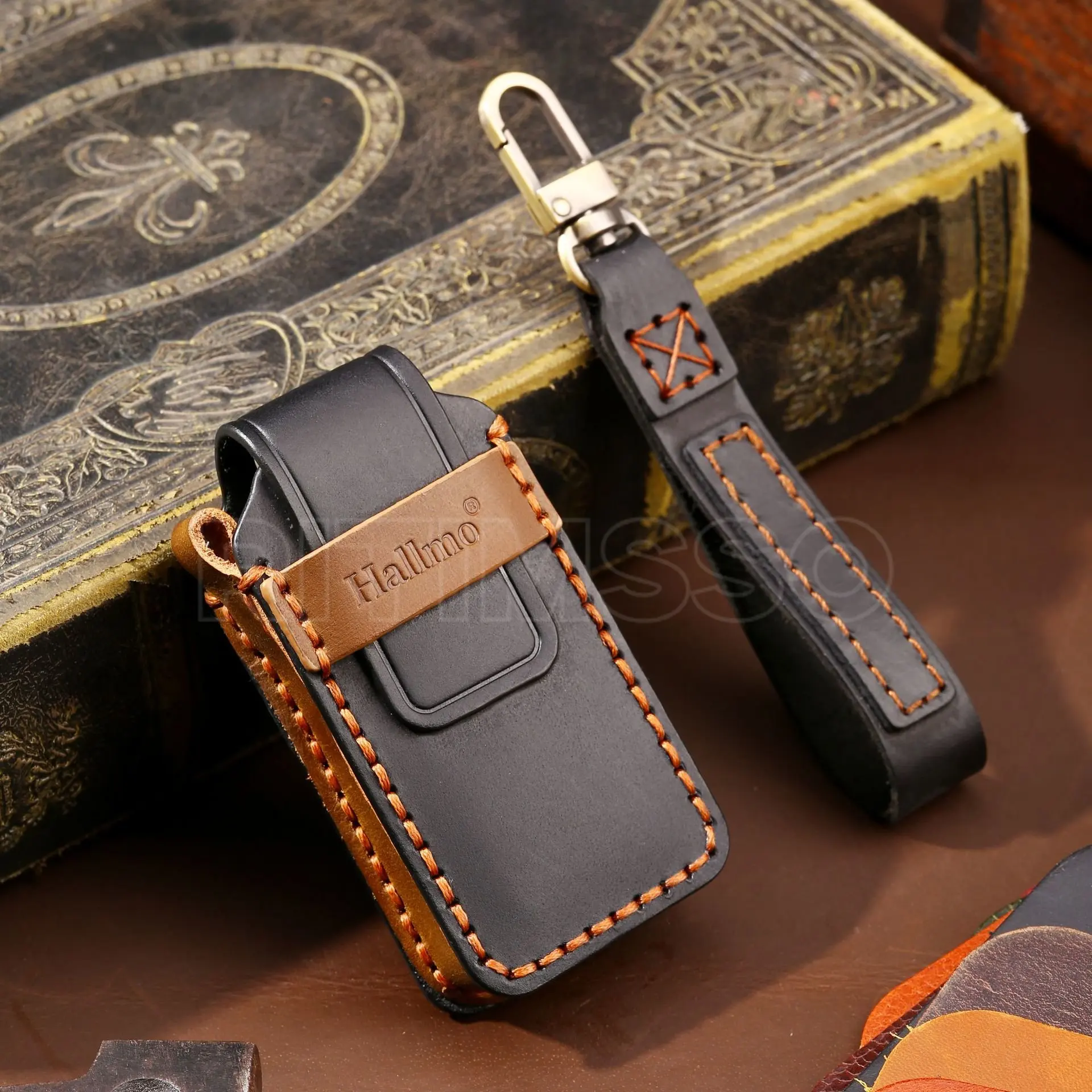 Leather Car Key Cover Case for Mitsubishi Delica D5  for Mitsubishi Outlander 2014 Pajero Delica Key Chains Car Accessories Bag