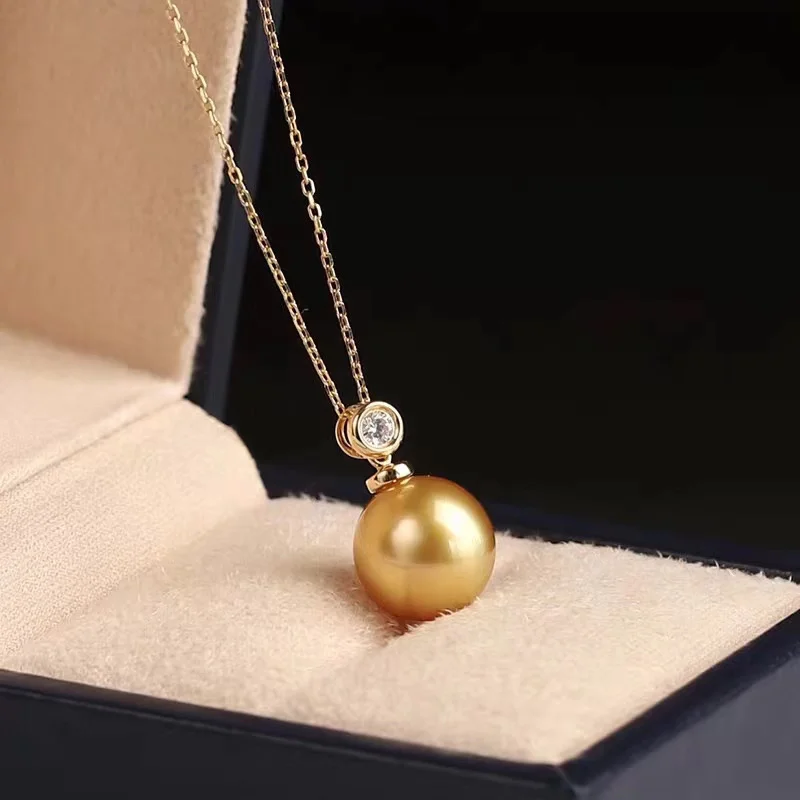 

18K South Sea Pearl Pendant Women Fashion With Diamonds Jewellry Designer 10-11mm Pendant Luxury Jewelry Party 072415