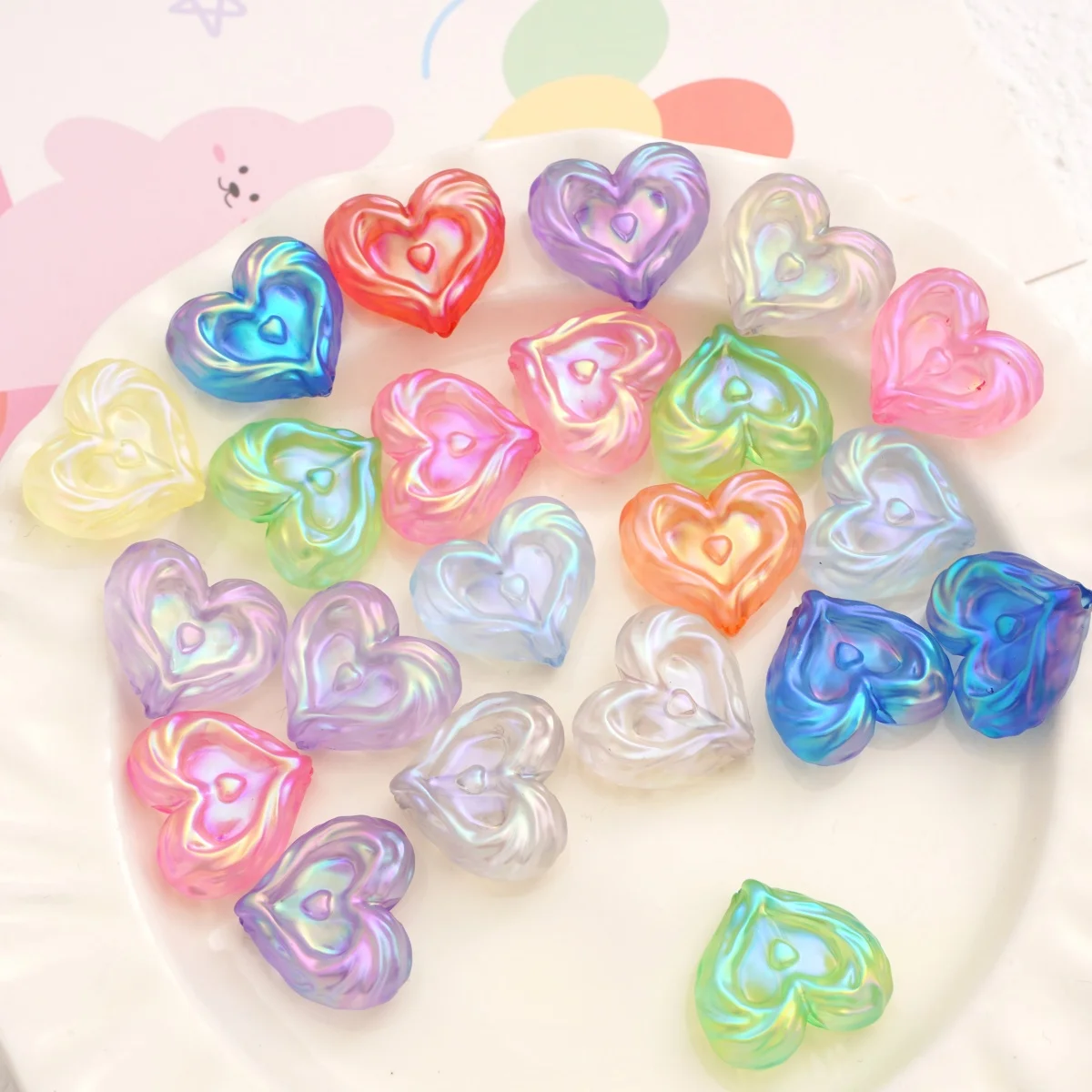 5/10pcs Acrylic Matte Plated Colorful Heart Beads Spacer Beads Charms 20x22mm DIY Jewelry Making Phone Chain Pendant Accessories