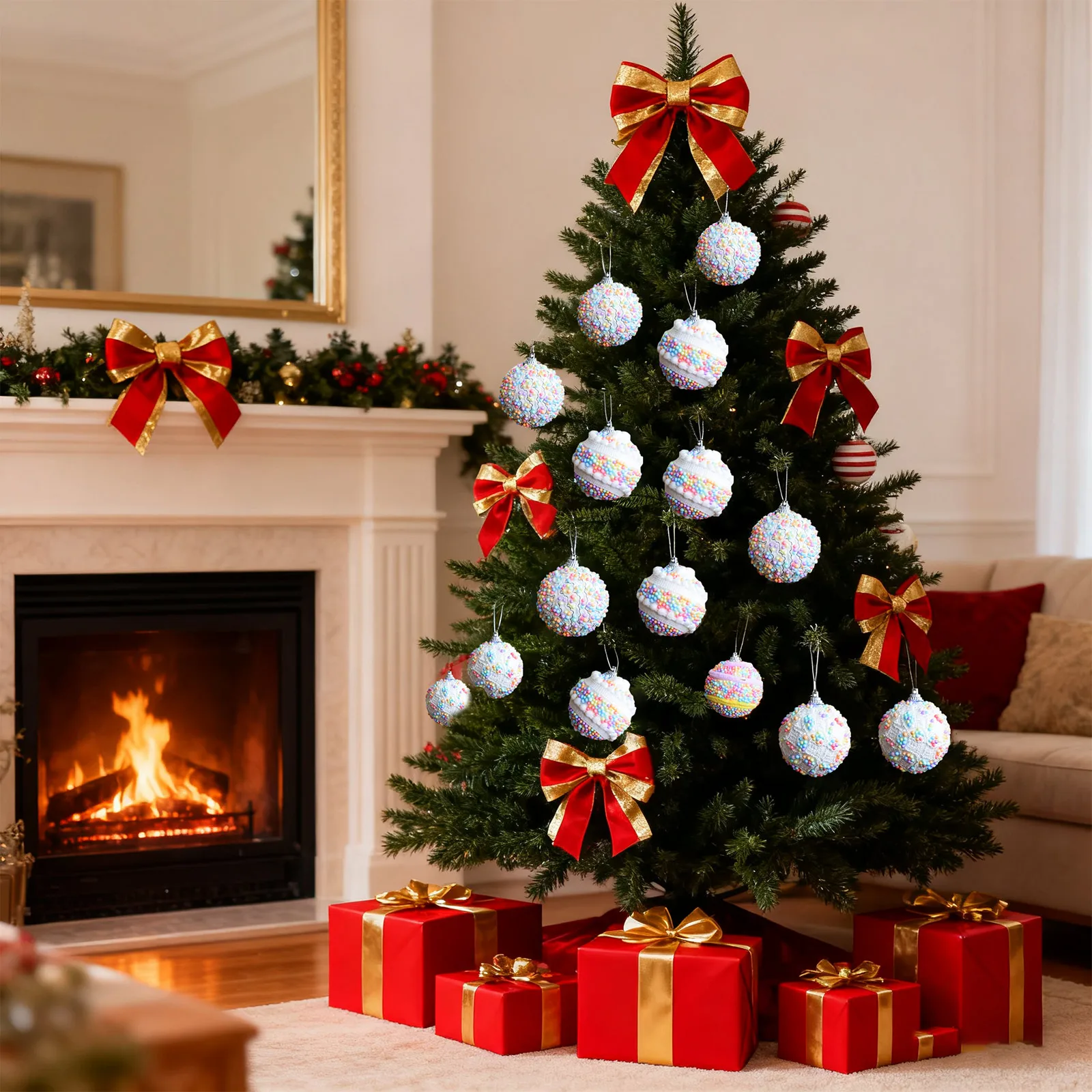 

Рождественский шар из пенопласта ярких цветов, креативные елочные украшения, разноцветные шары, рождественские украшения, рождественские украшения, подарок