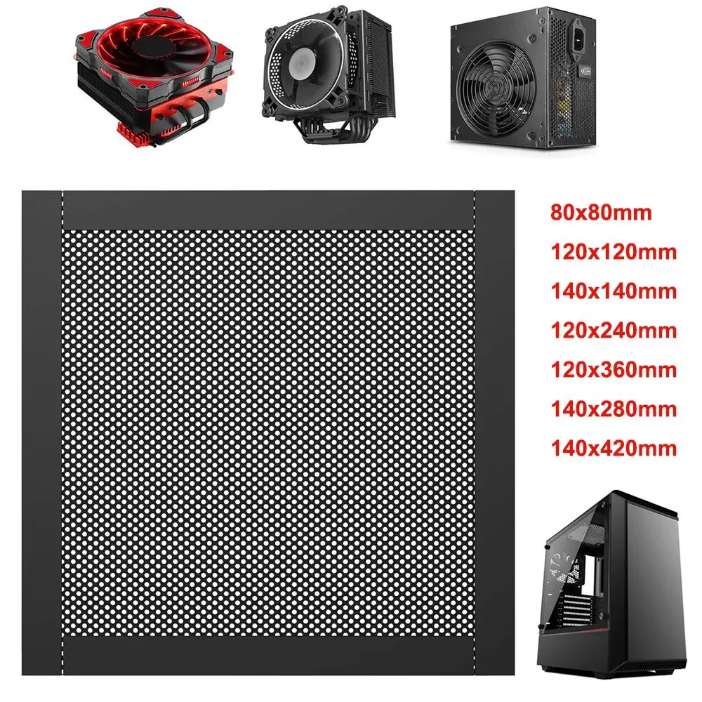 New PVC Dust Filter Cover Black Magnetic Frame PC Cooler Filter 120mm/140mm Dustproof Net Computer Cooler Fan