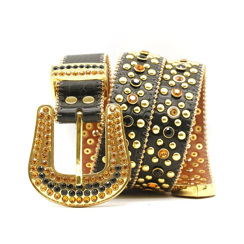 

men luxury fashion studded belts soft leather rhinestone belt punk rock dress pin buckle strapon women trendy waistband leash