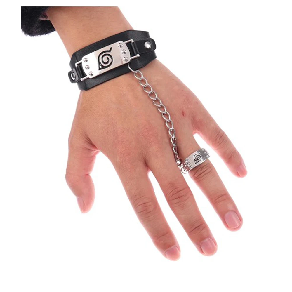 Anime Ninja Bracelet Necklace With Ring Hatake Kakashi Cosplay Costumes Accessories Naruto Bracelet Finger Ring Anime Props