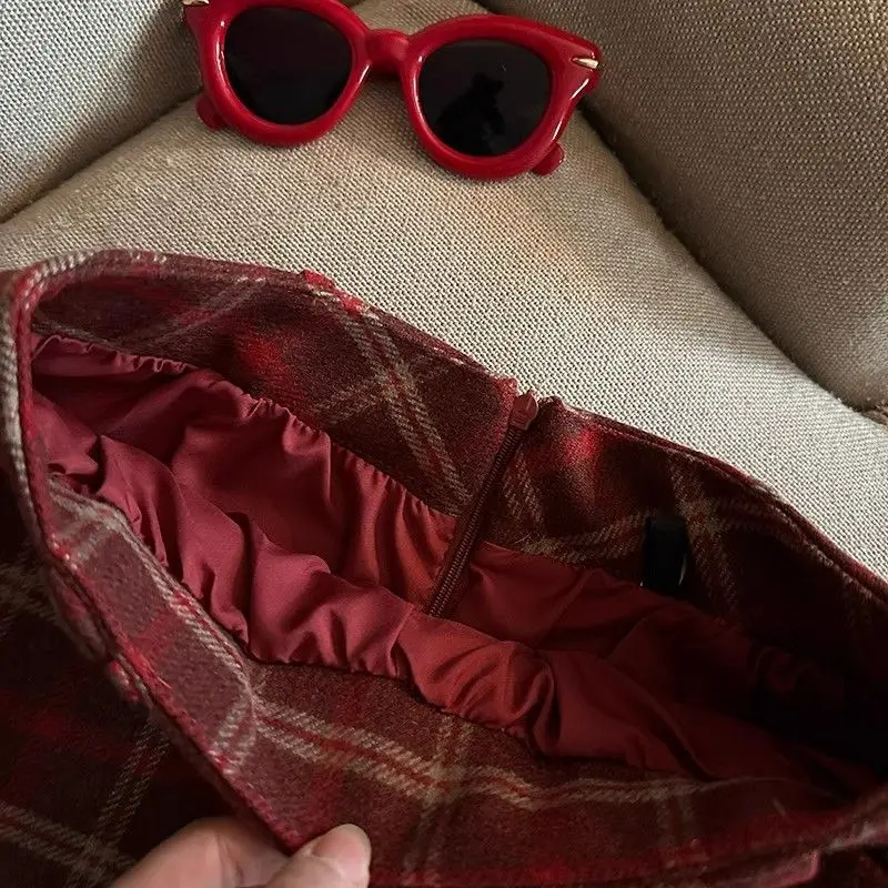 Woman Clothing Y2k Gingham JK Mini Skirts 2000s High Waist Sweet Lace Harajuku Korea A-Line Zipper Girls Vintage Autumn Winter