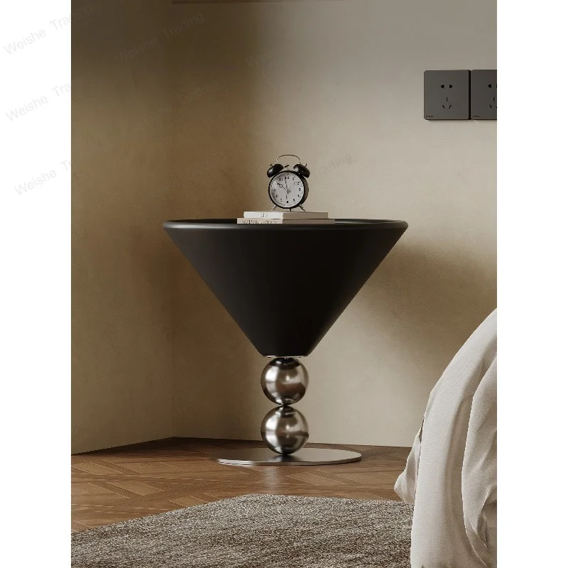 Italian minimalist bedside table replacement bedroom home light luxury high-end bedside shelf sofa living room