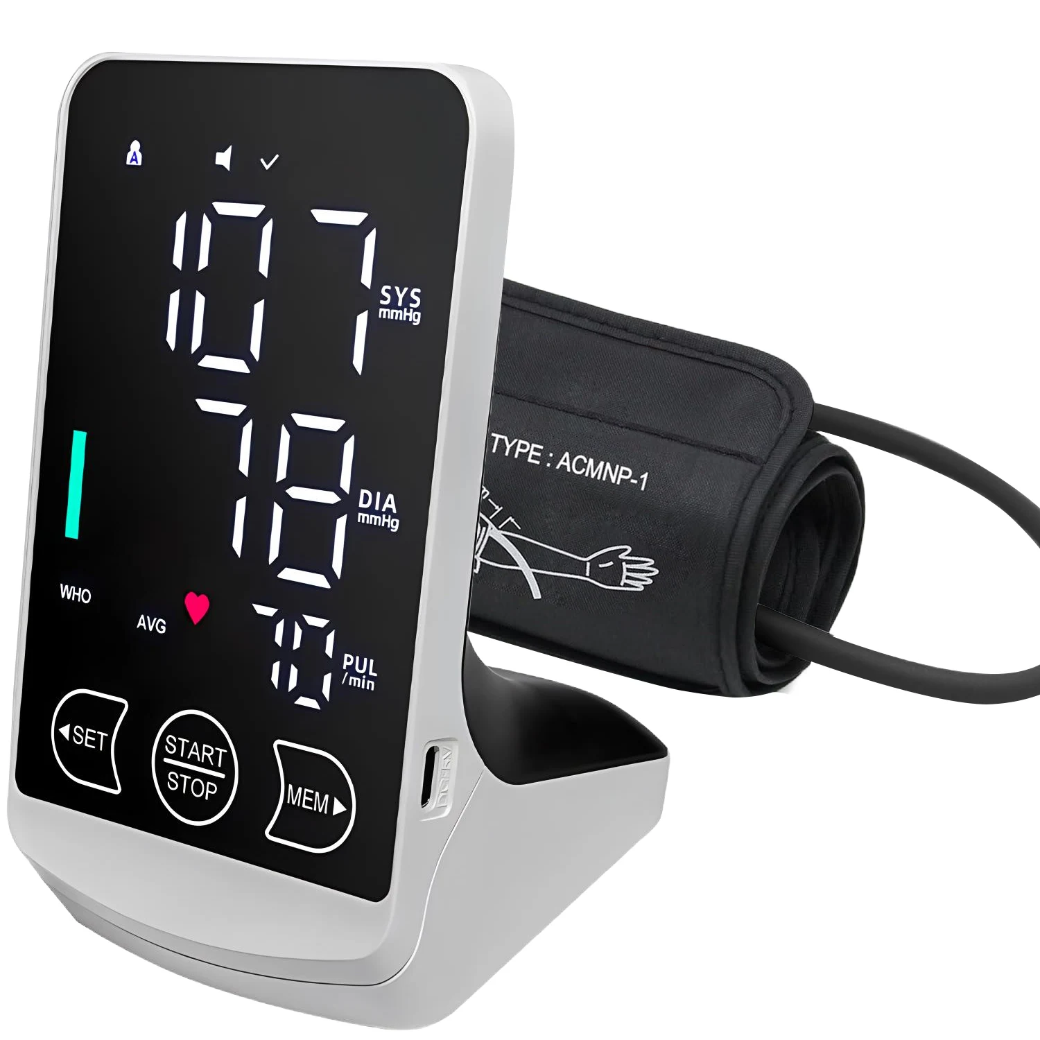 Monitor Digital de Pressão Arterial para Braço Superior com Tela HD Automática