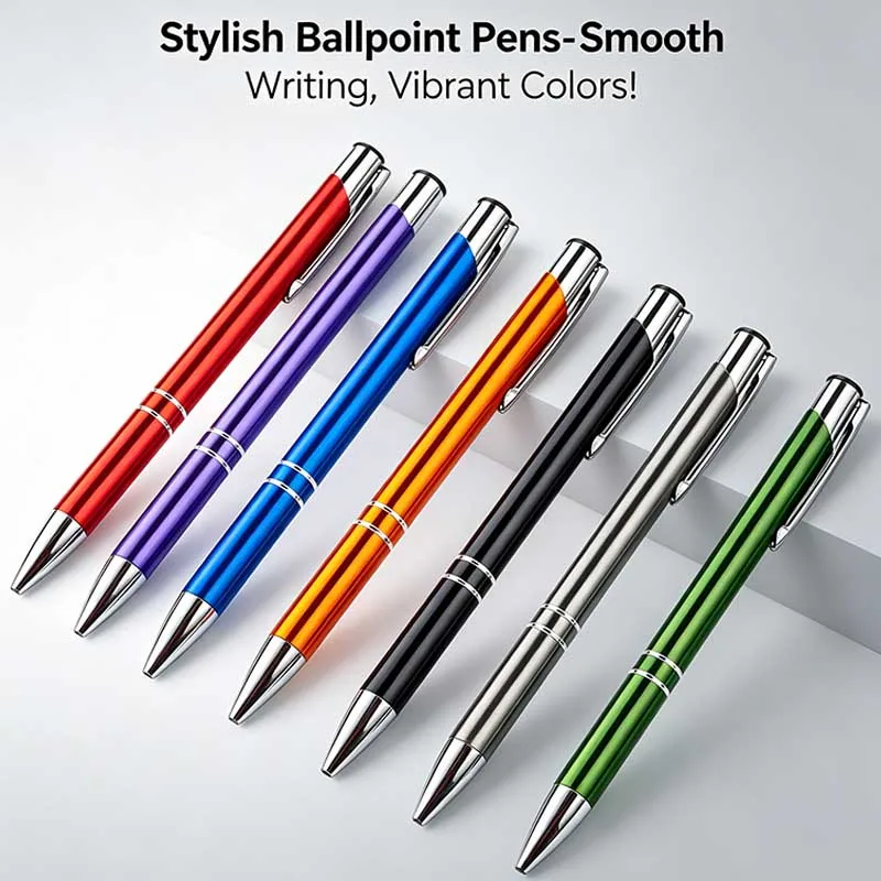5/6Pcs Fashion Metal Ball Pen Custom Ballpoint Color Pens Advertise Promotional Gift Cheap Event Premiums Personalized Giveaway