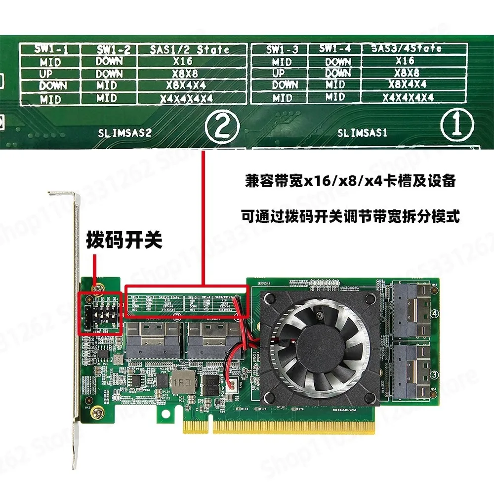 PLX8749 expansion card no motherboard bifurcation GPU M.2 NVMe SSD U.2 expansion module
