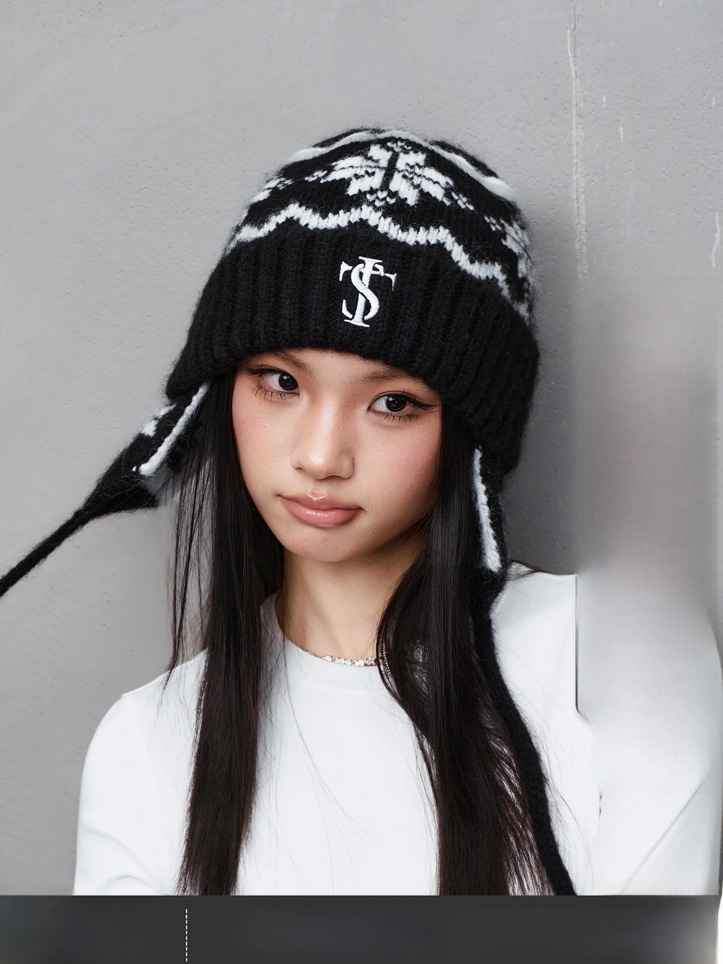 Warm Knitted Earflap Hat with Snowflake Pattern by STK SmallTownKid Adjustable Strap Winter Cap for Men And Women
