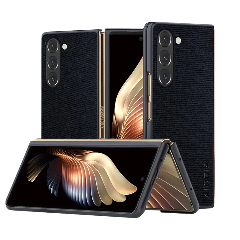 Fashion Case For Samsung Galaxy Z Fold 6 5 4 Fold3 5G simple lightweight solid color textile leather cover for fold6 case