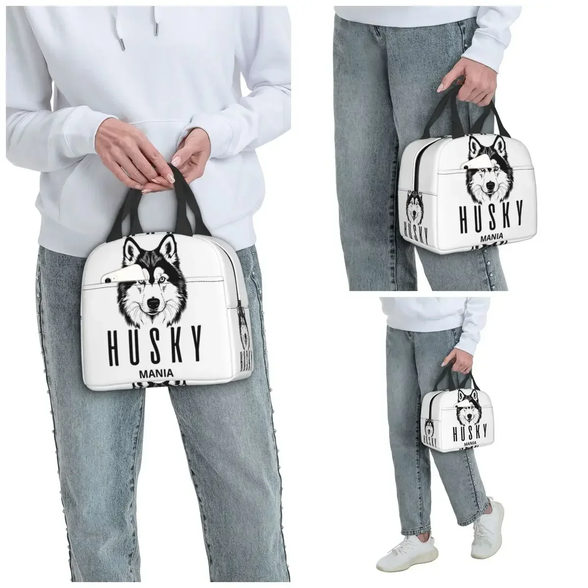 SIBERIAN HUSKY MANIA Insulated Lunch Bag for Women Office Cooler Thermal Food Box Tote Portable Lunch Boxes Container