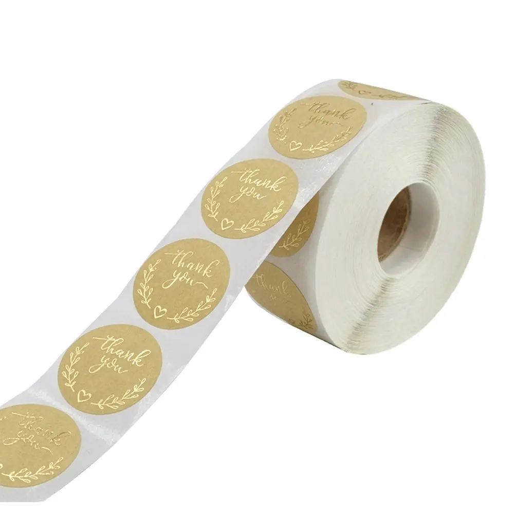 500Pcs Olive Branch Thank You Round Labels High-Quality Kraft Paper Self-Adhesive Sealing Stickers for Holiday Gifts Coffee Shop