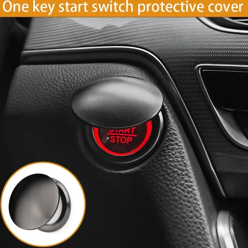 Car One Key Start Switch with All Inclusive Metal Protective Cover Universal Switch Decorative Cover Car Interior Supplies