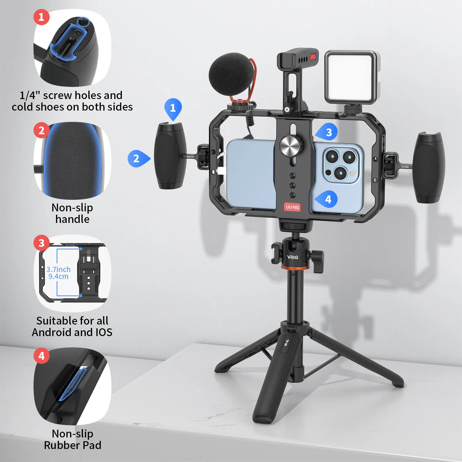 Camera Cage Cell Phone Stabilizer for Video Recording -Camera Stabilizer Rig +Phone Mount - Phone Video Stabilizer Handheld