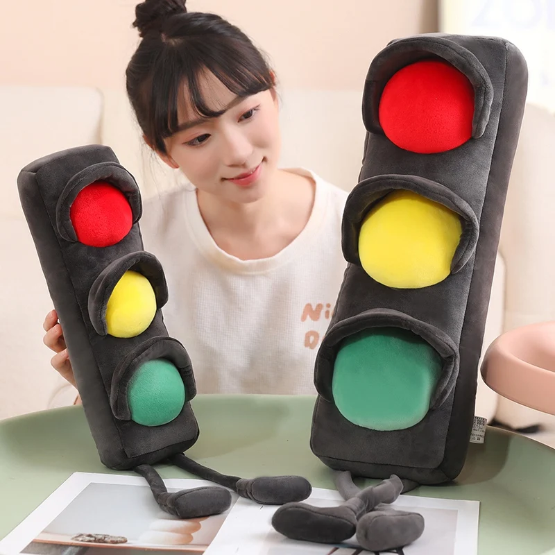 4 Sizes Simulation Traffic Light Plush Toys Soft Comfy Stuffed Signal Lamp Toys FunnyToys For Children Creative Throw Pillow