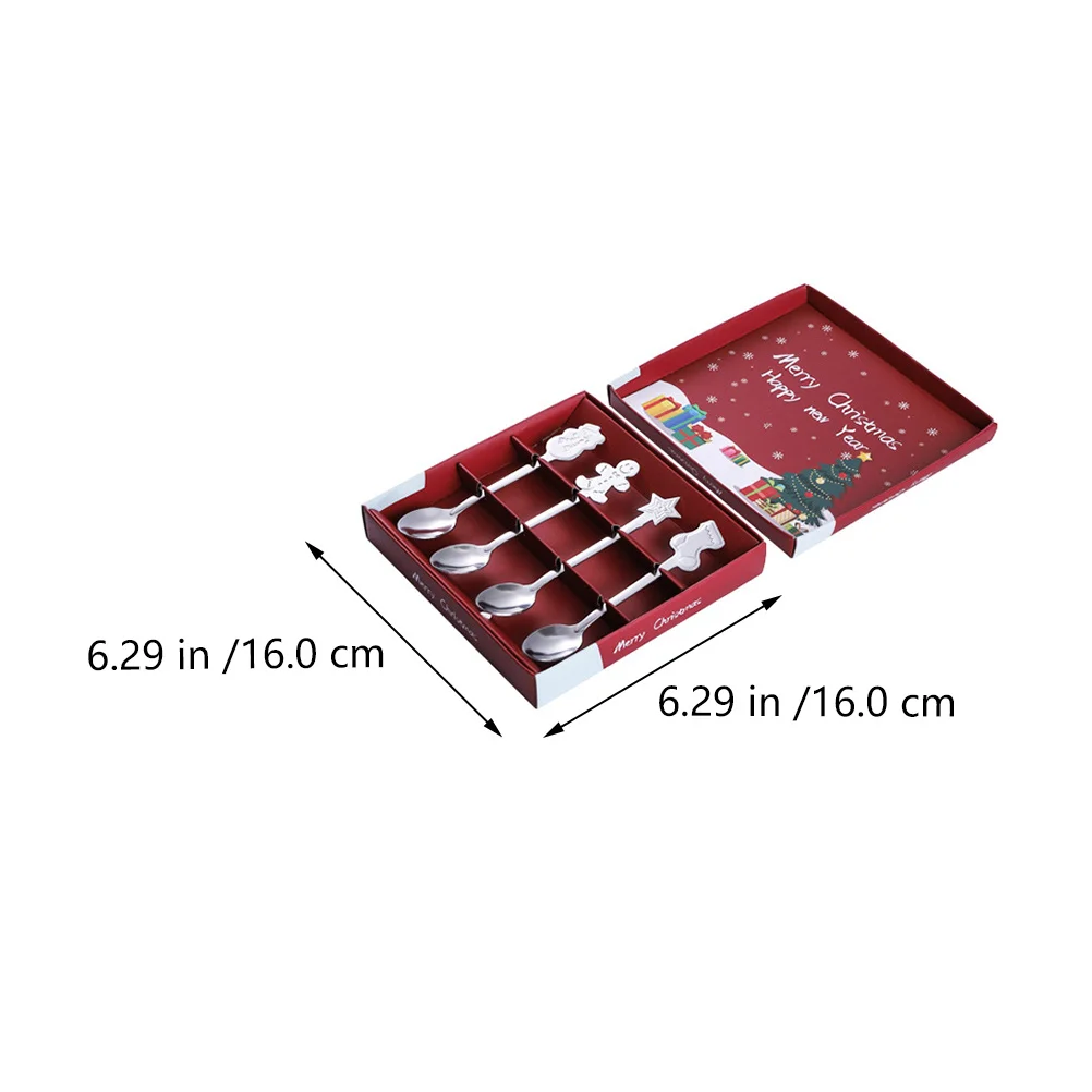 

2Sets Christmas Cartoon Spoons Set Stainless Steel Food Spoons for Coffee Dessert Cake Ice Cream Lovely Mixing Utensils