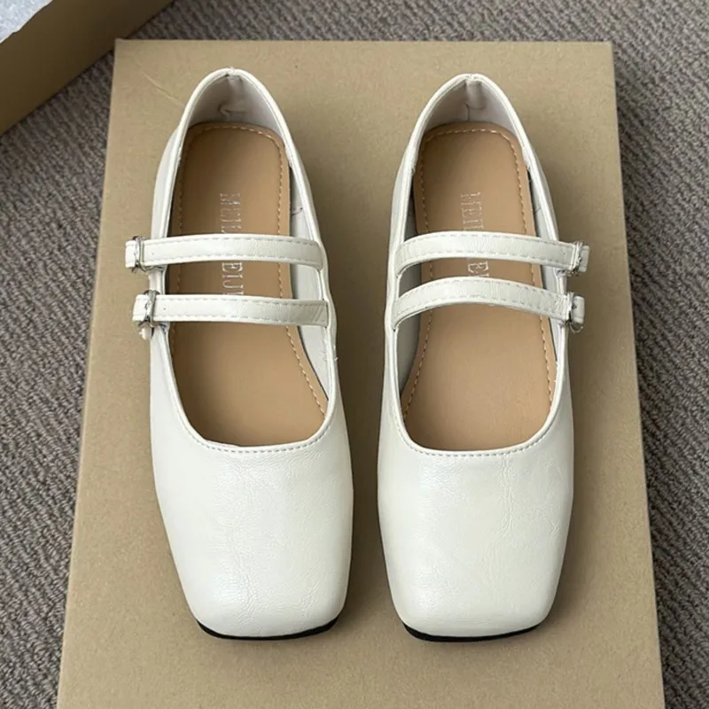 

Офисная повседневная обувь Мэри Джейн на плоской подошве во французском стиле ретро с квадратным носком, летняя женская элегантная удобная повседневная одежда в стиле балетки