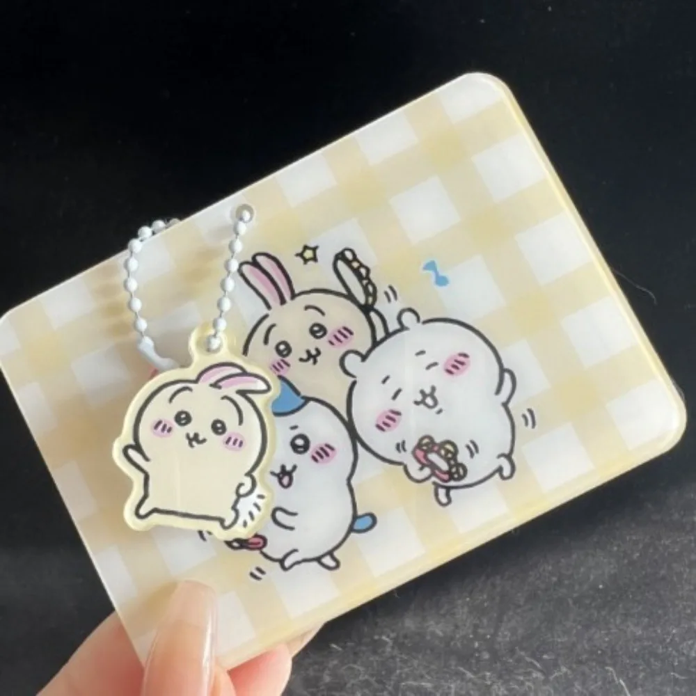 Miniso Cartoon Chiikawas Hachiwares Usagis Acrylic Id Card Holder Cute Student Slide Rice Card Bus Card Protective Cover