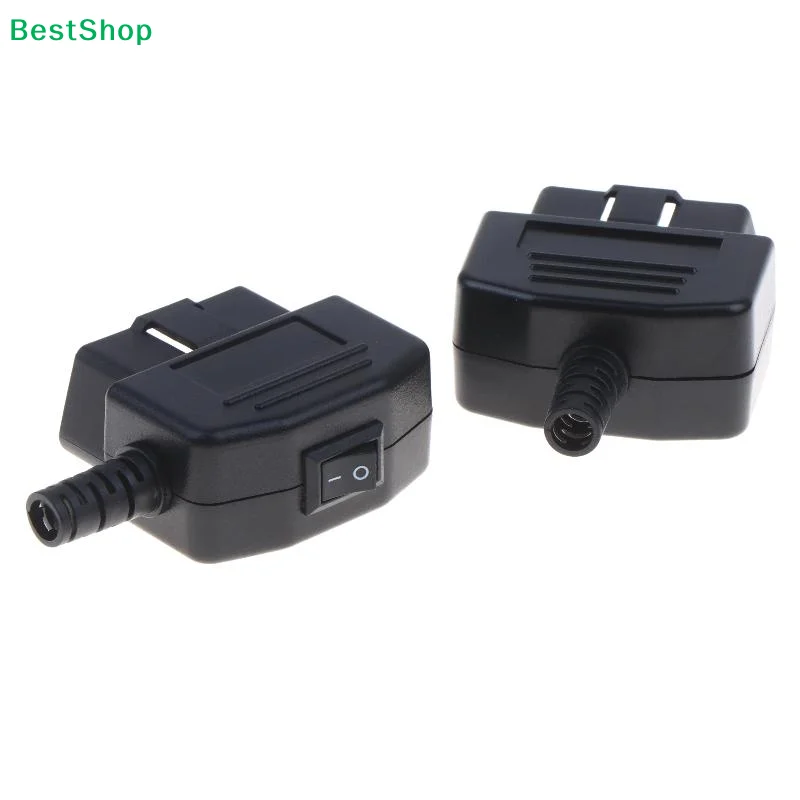 〔Y〕OBD2 16 Pin Male Connector Cable Plug With ON OFF Switch Durable Shell Adapter For Auto Electronic Equipment DIY Repair