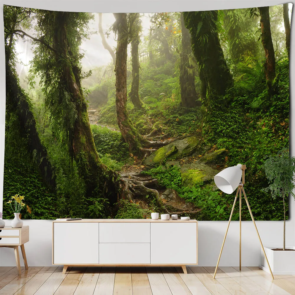 Natural forest tapestry Bohemian printed wallpaper hippie home art decoration living room bedroom dormitory wall decoration