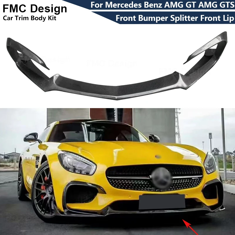 Carbon Fiber For Mercedes Benz AMG GT GTS GTR Coupe 2 Door R style Car Front Bumper Splitter Front Lip Chin Spoiler Diffuser